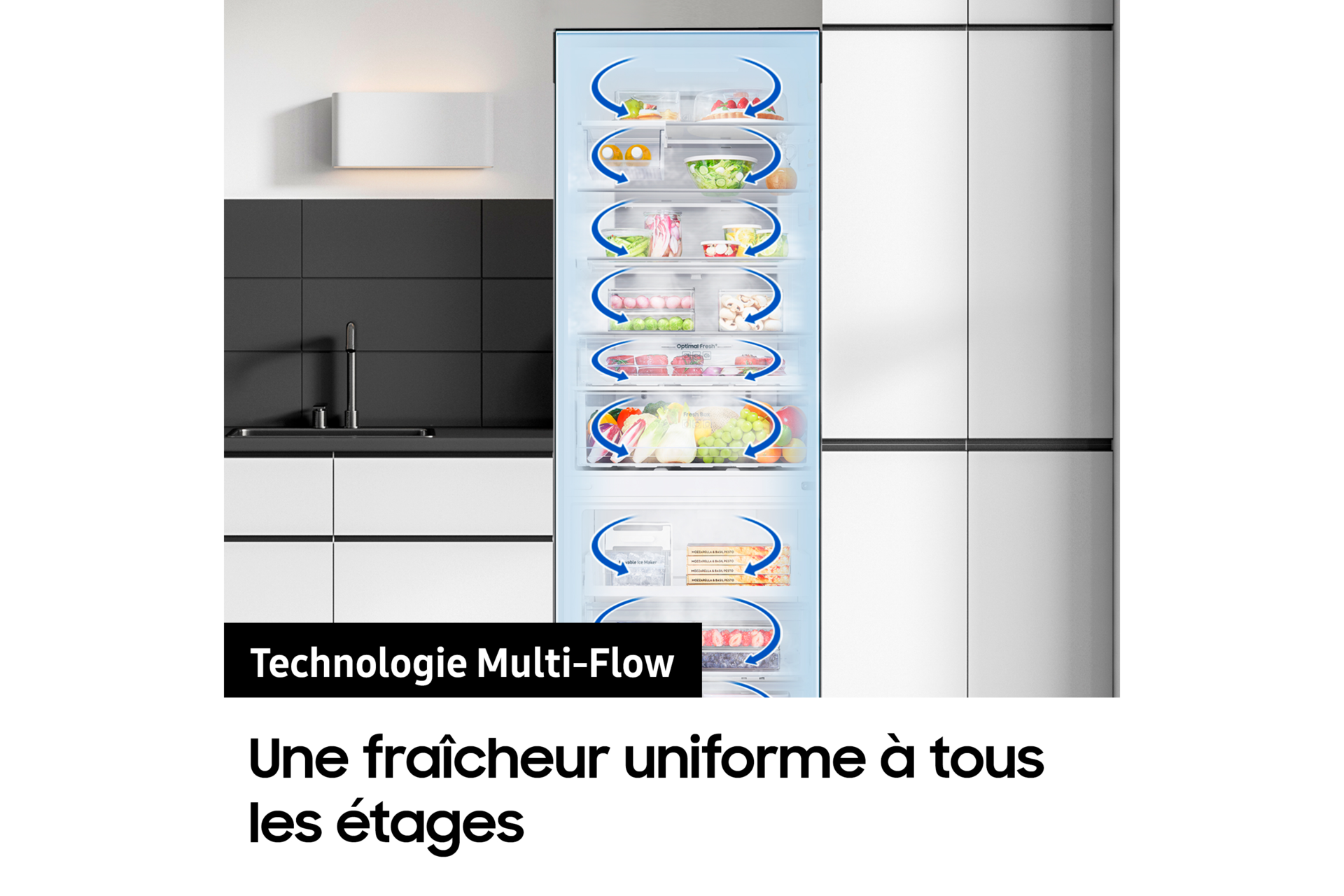 Réfrigérateur Combiné Samsung Bespoke AI - Carbone -  No Frost : élimine l'accumulation de glace - 508L - Classe E -RB50DG601EB1 Carbone