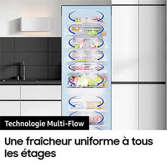 Réfrigérateur Combiné Samsung Bespoke AI - Twist Ice - 508L - Classe E -RB50DG602ES9 Platinum Inox