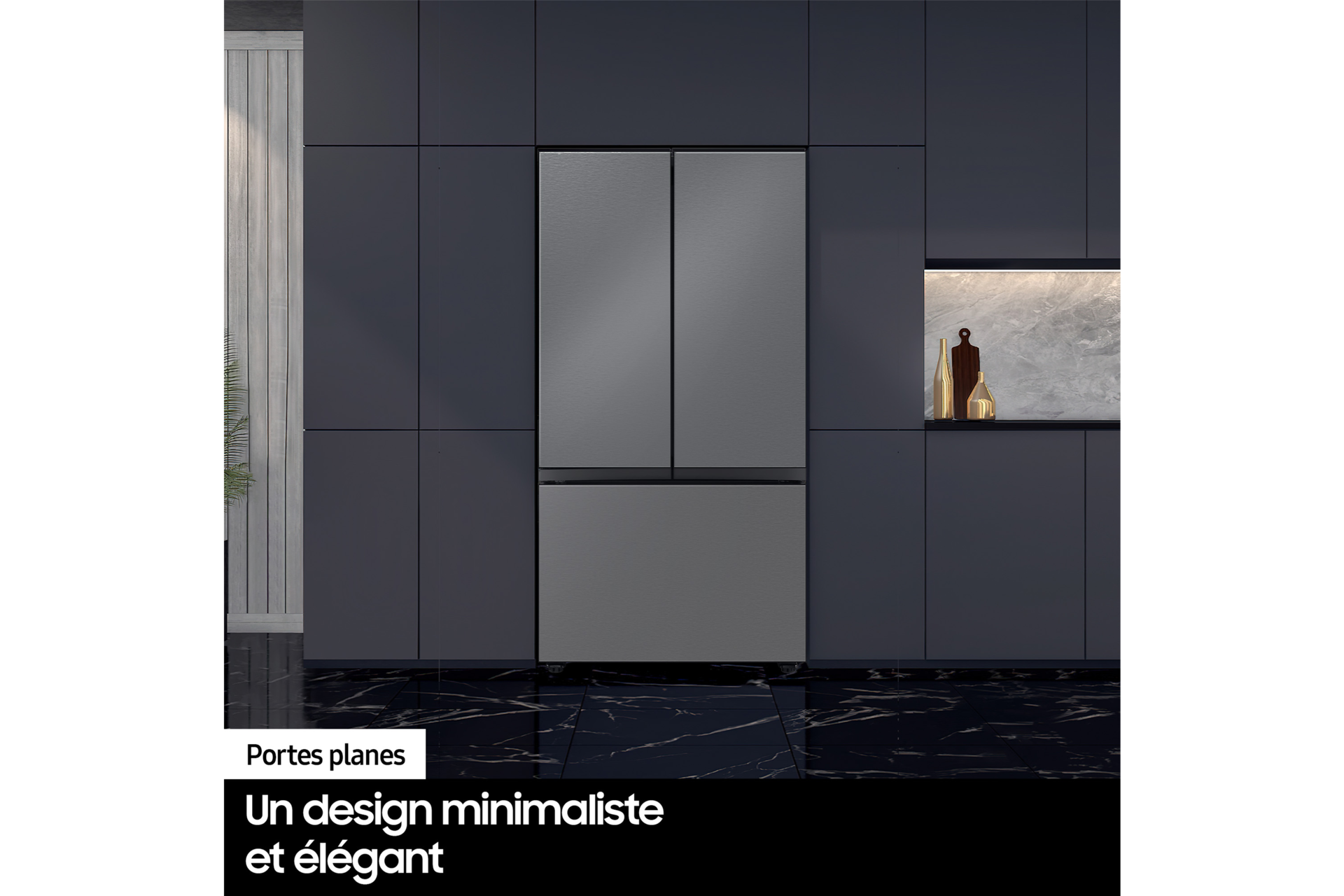 Réfrigérateur Samsung Bespoke AI Multi-portes- Carafe à remplissage auto - 674L -  Classe E -RF24BB620ES9 Platinum Inox