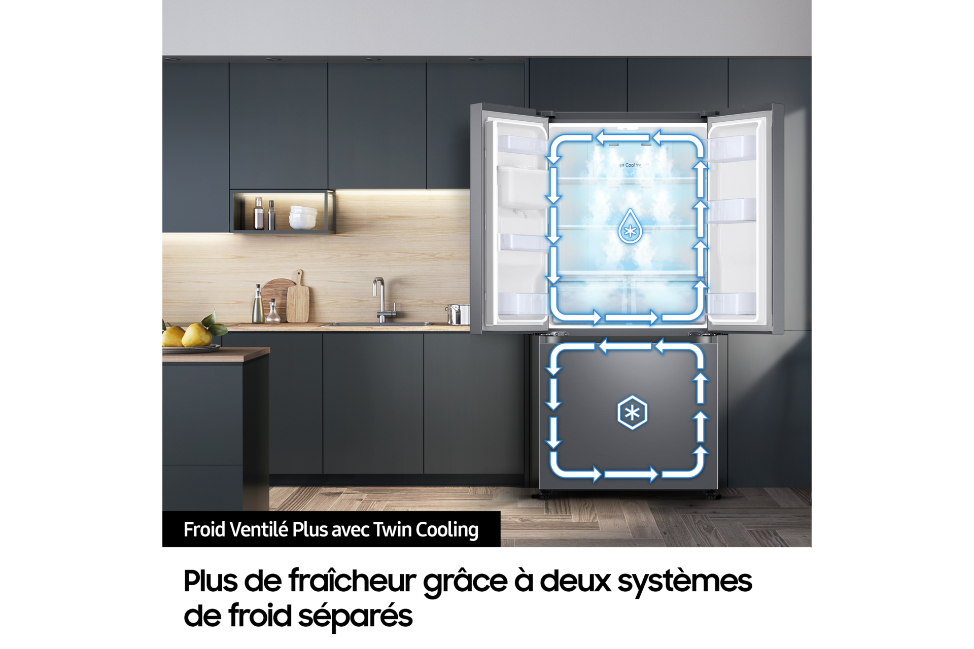 Réfrigérateur Samsung- Multi-portes- Carbone-  Twist Ice - 488L -  Classe E -RF48A401EB4 Noir