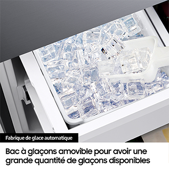 Réfrigérateur Samsung Bespoke AI Multi-portes- Dist Eau (réservoir) - 495L -  Classe E -RF50C530ES9 Platinum Inox