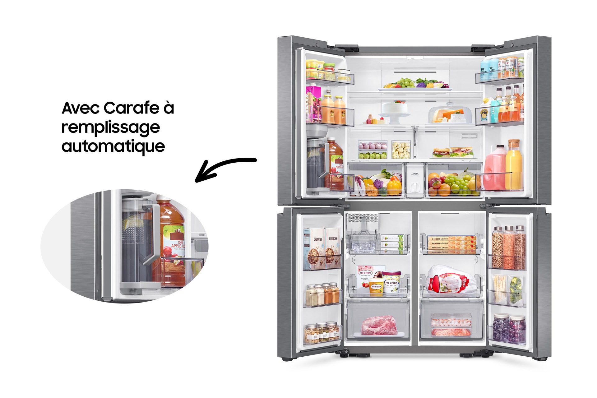 Réfrigérateur Samsung Bespoke AI Multi-portes- Carafe à remplissage auto - 649L -  Classe E -RF59C701EB1 Noir