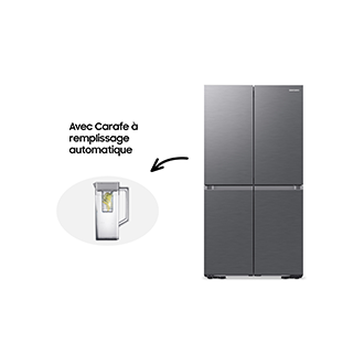 Réfrigérateur Samsung Bespoke AI Multi-portes- Carafe à remplissage auto - 649L -  Classe E -RF59C701ES9  Platinum Inox