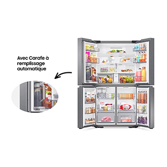 Réfrigérateur Samsung Bespoke AI Multi-portes- Carafe à remplissage auto - 649L -  Classe E -RF59C701ES9  Platinum Inox