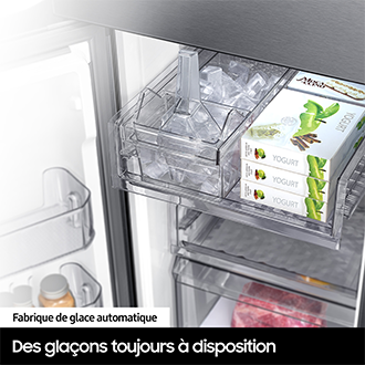 Réfrigérateur Samsung Bespoke AI Multi-portes- Carafe à remplissage auto - 649L -  Classe E -RF59C701ES9  Platinum Inox