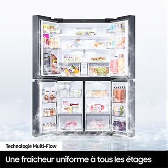 Réfrigérateur Samsung Bespoke AI Multi-portes- Carafe à remplissage auto - 649L -  Classe E -RF59C701ES9  Platinum Inox