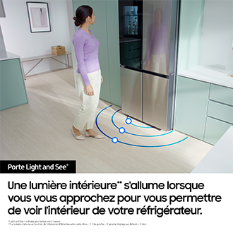 Réfrigérateur Samsung Bespoke AI - Light & See -Multi-portes- 645L -  Classe E -RF65DB970E22 Clean Black
