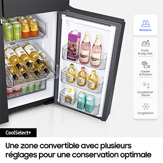 Réfrigérateur Samsung Bespoke AI - Multi-portes- Triple Cooling - 646L -  Classe E -RF65DG960ESR Silver