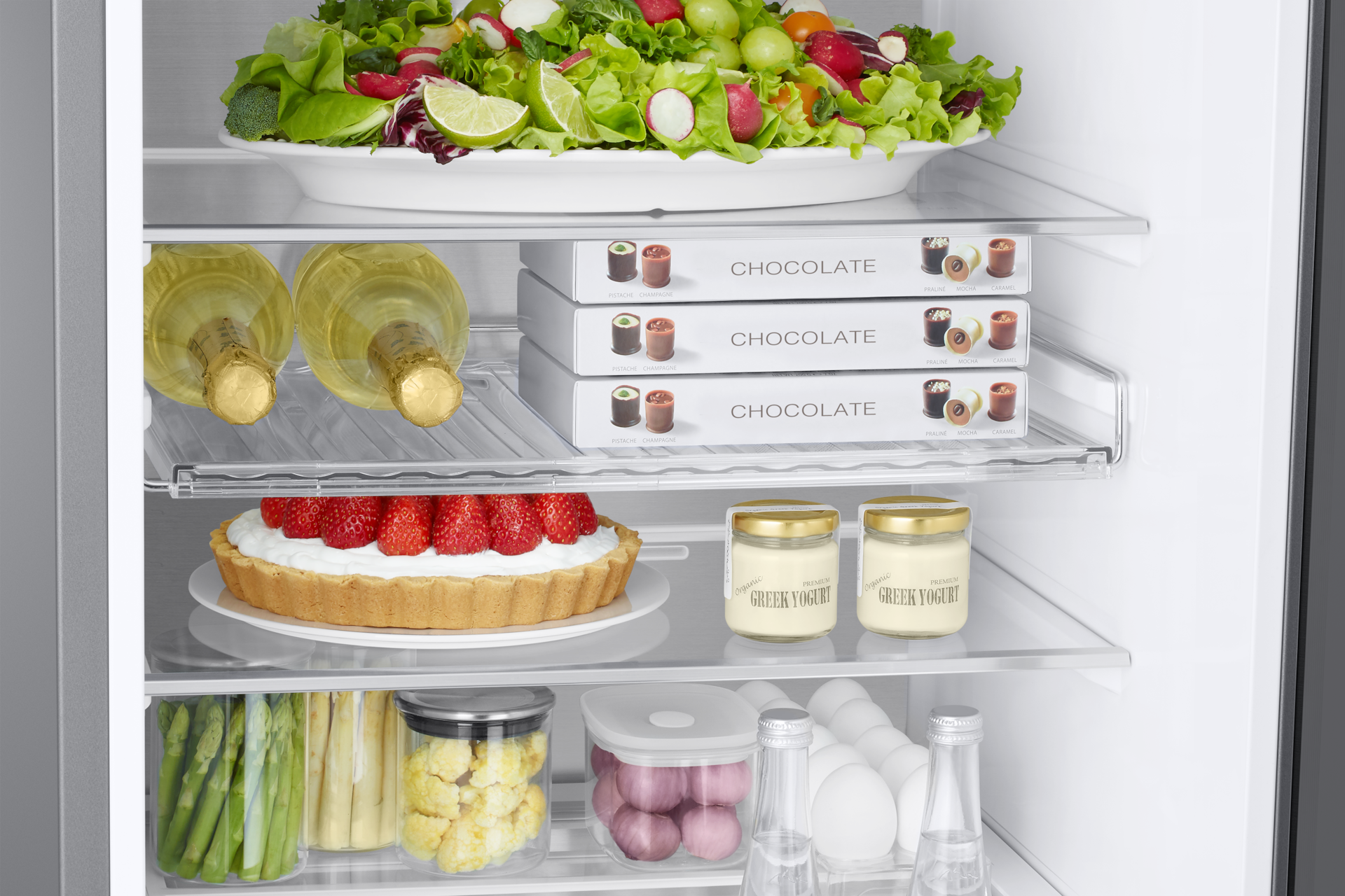 Réfrigérateur Combiné Twin Cooling 387L Detail-Wine-Shelf Silver 