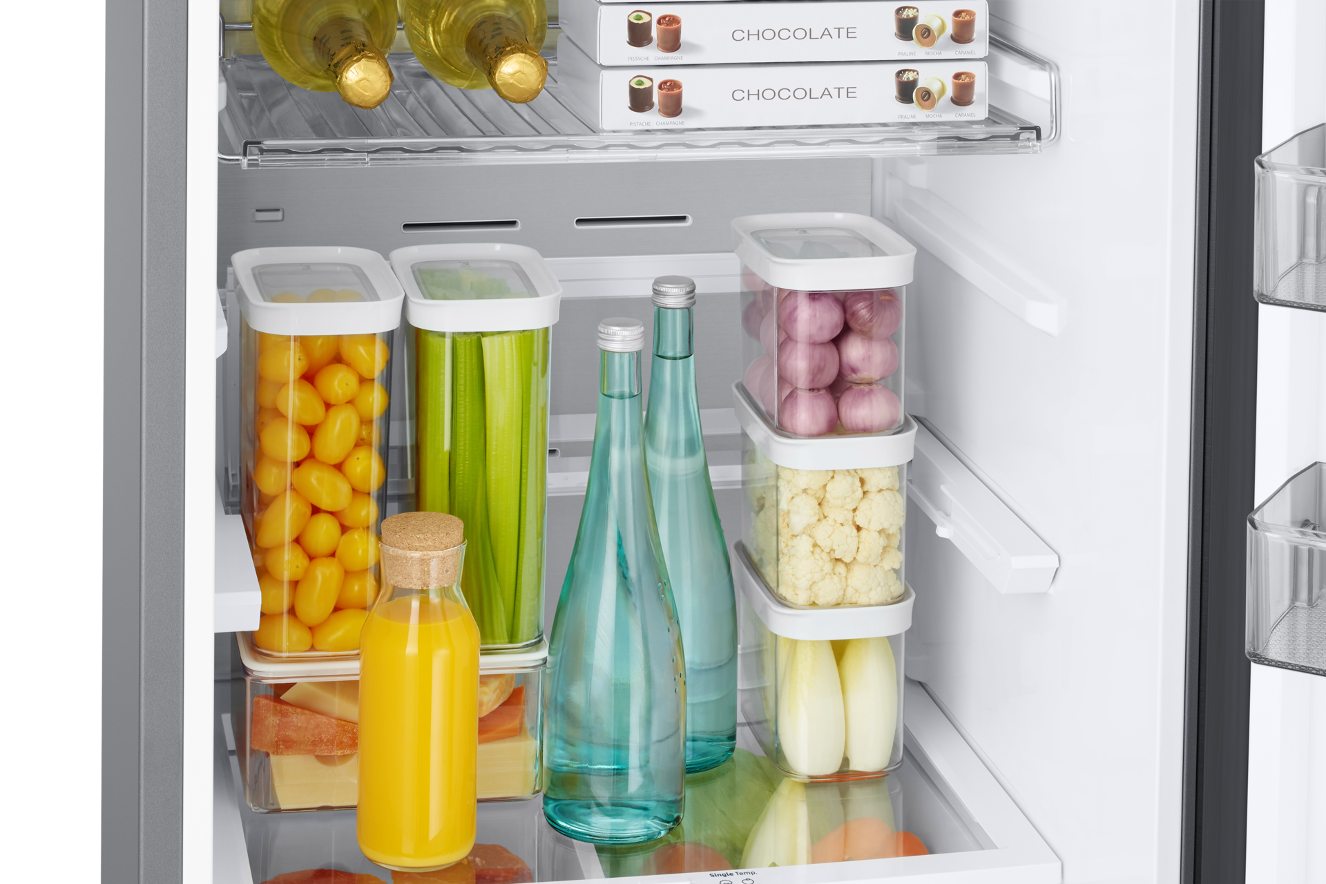 Réfrigérateur Combiné Twin Cooling 387L Detail-Step-Foldable-Shelf Silver 