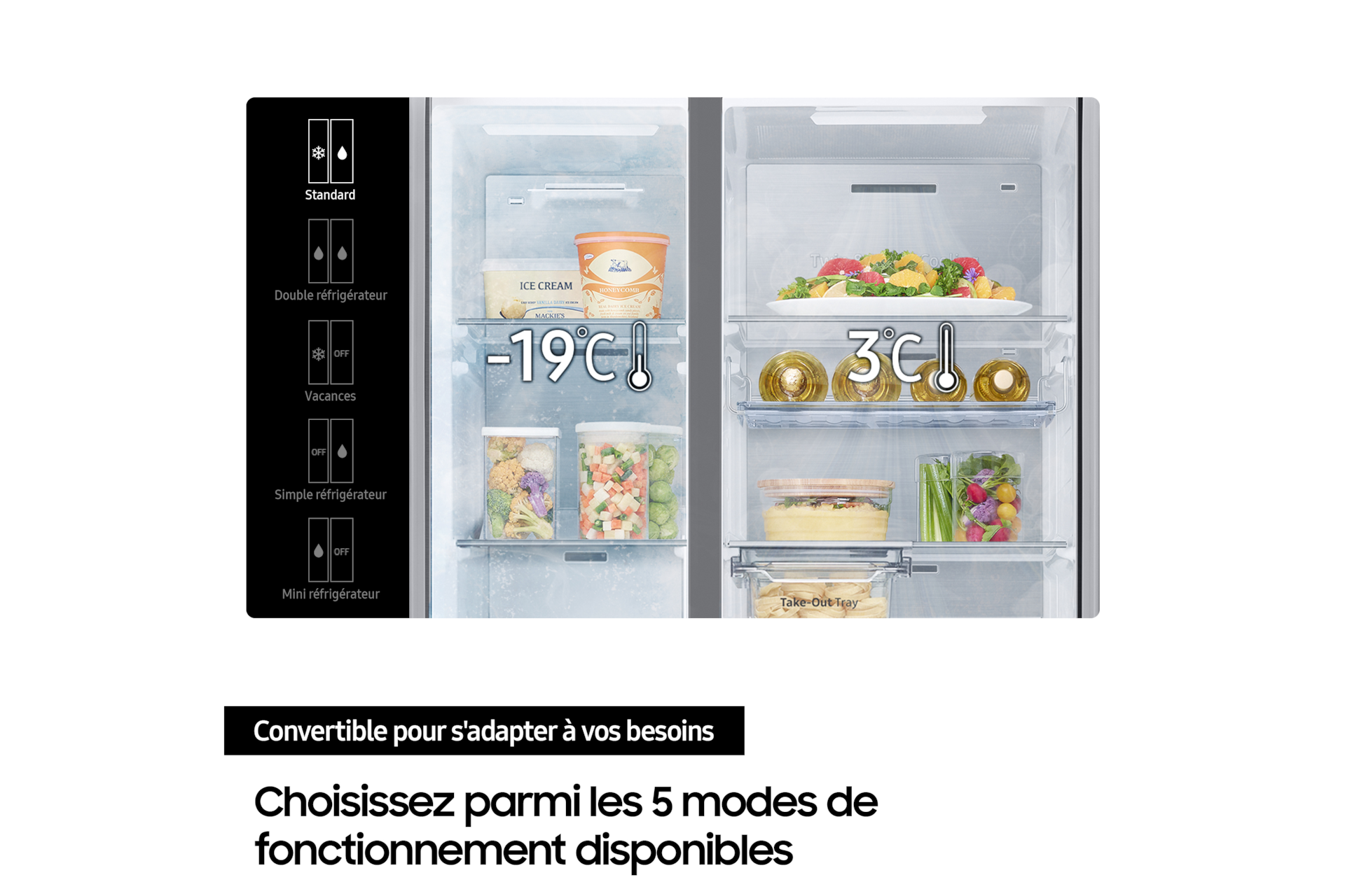 Réfrigérateur Samsung Bespoke AI - Américain- Platinum Inox- Metal Cooling: retient le froid de l'air - 634 L- Classe B - RS70F66KBT Platinum Inox