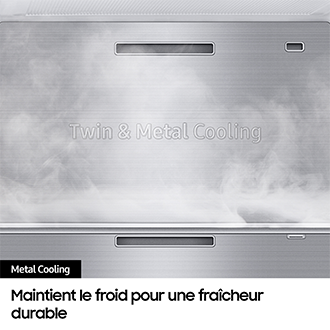 Réfrigérateur Samsung Bespoke AI - Américain - Platinum Inox-  Metal Cooling: retient le froid de l'air - 634 L-  Classe C - RS70F66KCT Platinum Inox