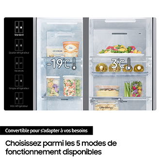 Réfrigérateur Samsung Bespoke AI-  Américain- Platinum Inox- Ecran interne - 634 L- Classe B - RS80F66KBTEF Platinum Inox