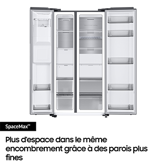 Réfrigérateur Samsung Bespoke AI - Américain - Platinum Inox- Metal Cooling: retient le froid de l'air - 621 L-  Classe D - RS90F64EDT Platinum Inox