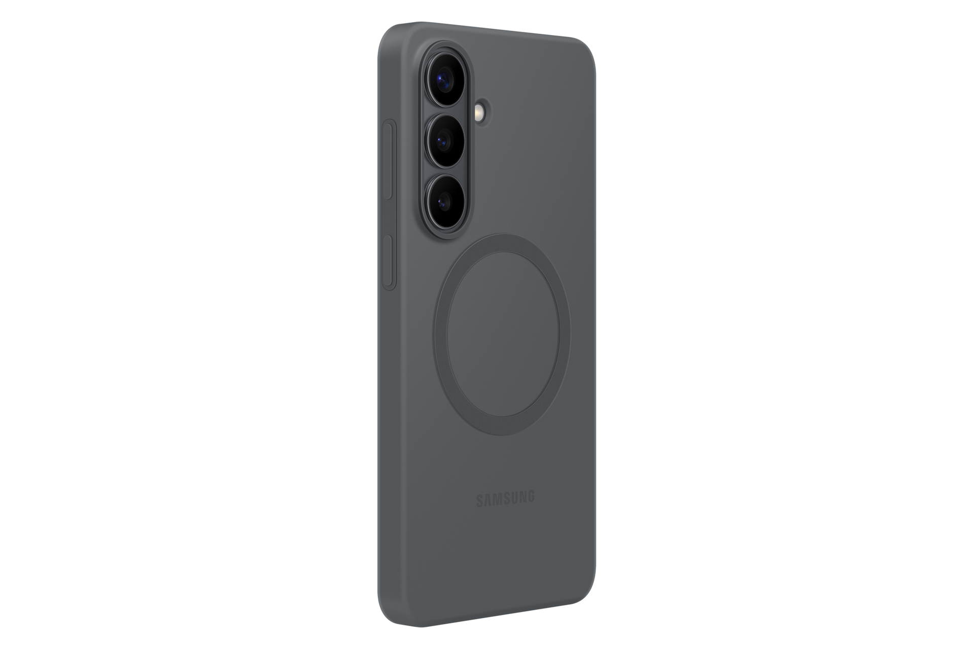 Coque en silicone magnétique Samsung Galaxy S26+ vue de dos côté gauche