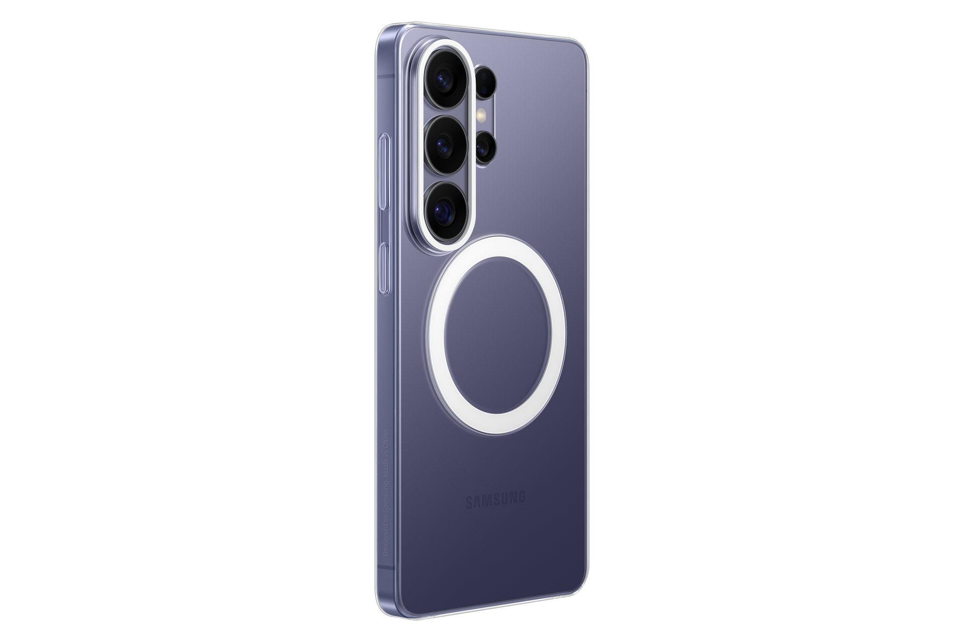 Coque transparente magnétique Samsung Galaxy S26 Ultra vue de dos côté gauche