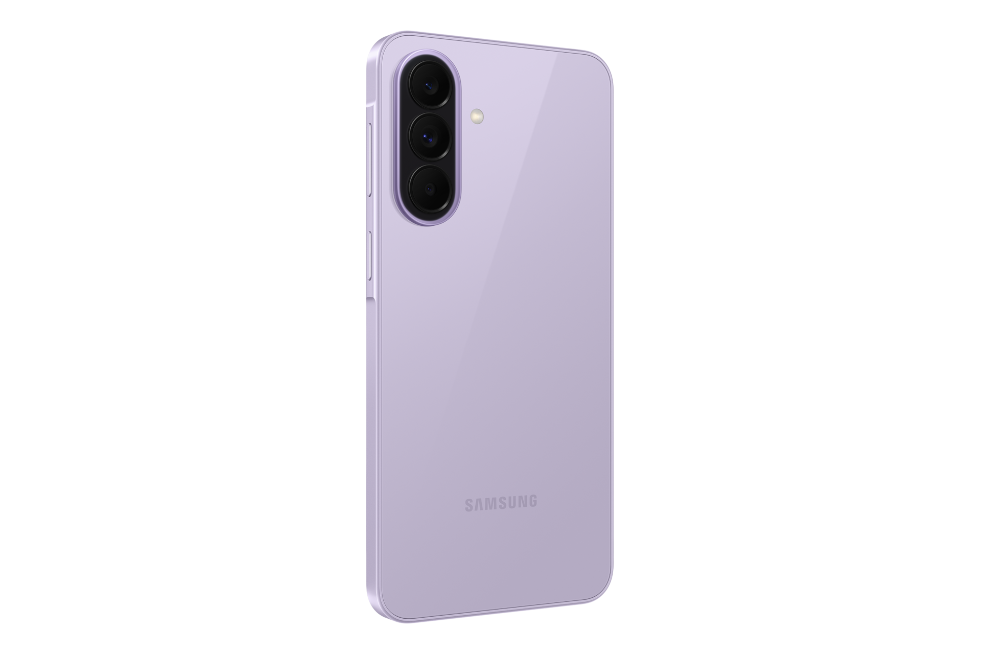 Smartphone Samsung Galaxy A37 couleur Lavande vue de dos côté gauche