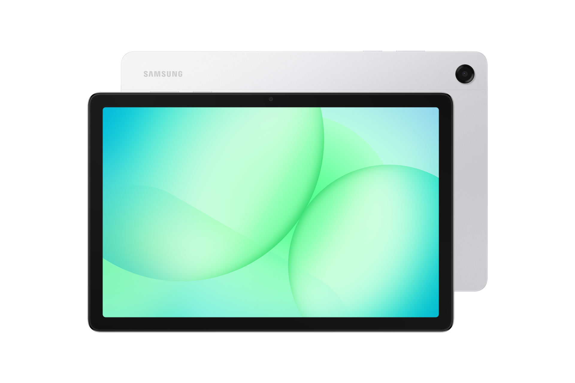 Face et dos de la Tab A11+  Wi-Fi Argent avec S Pen