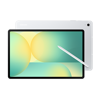 Face et dos avec S Pen de la Samsung Galaxy Tab S10 FE+ WiFi Argent