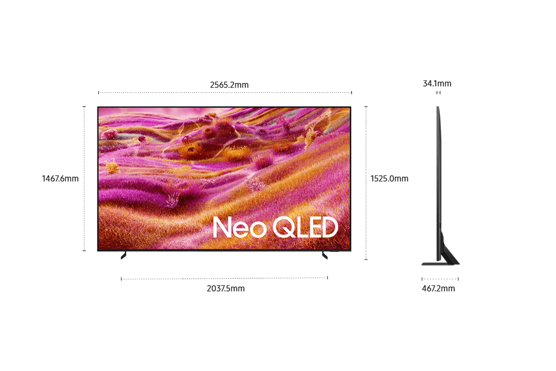 TV AI Neo QLED 115" QN90F 2025, 4K, Mini LED sans reflet Black