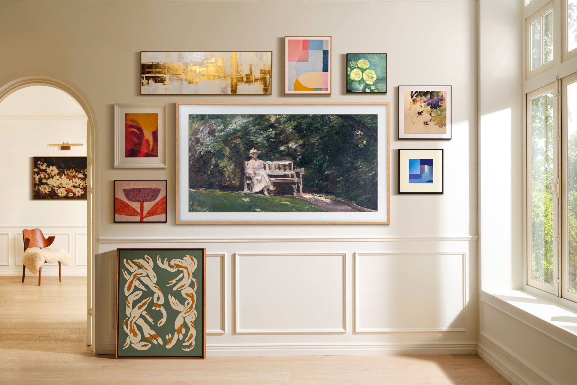 TV The Frame Pro 55'' Neo QLED 2026 R-Perspective4 Black Modern Frame Design with Wireleess One Connect