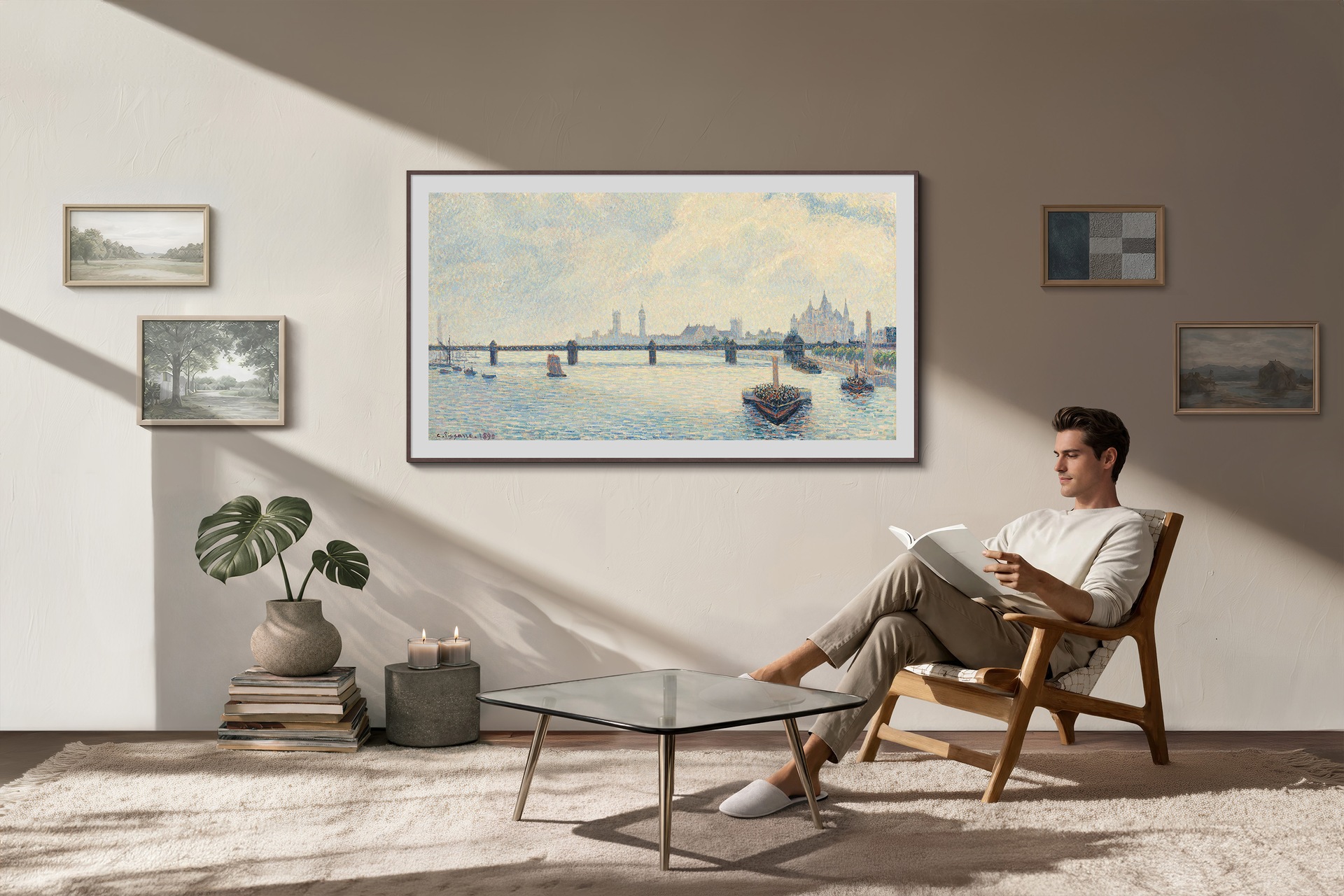 TV The Frame Pro 55'' Neo QLED 2026 L-Perspective2 Black Modern Frame Design with Wireleess One Connect