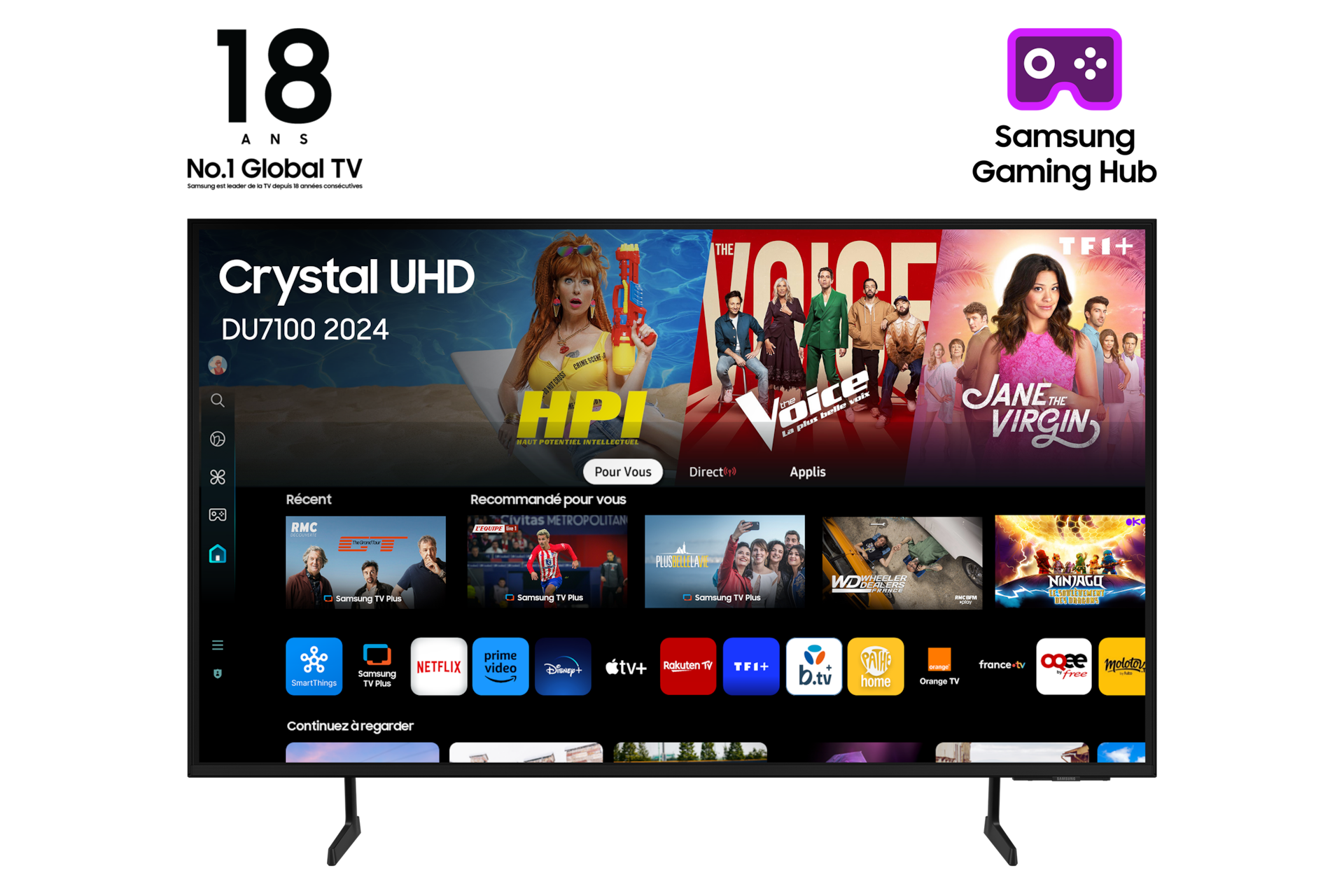 Samsung TV Crystal UHD 75" DU7100 2024, 4K, Smart TV