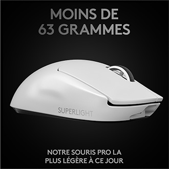 Souris gaming G PRO X SUPERLIGHT, Logitech FR, 910-005943, Blanc