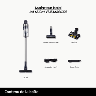 Jet 65 Pet Aspirateur balai 2 brosses Argent 150 AW Design Argent / Filtre Argent