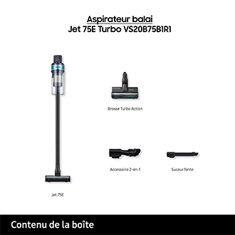 Jet 75E Turbo Aspirateur balai 1 brosse Menthe 200 AW Design Noir / Filtre Menthe