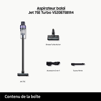 Jet 75E Turbo Aspirateur balai 1 brosse Violet 200 AW Design Noir / Filtre Violet