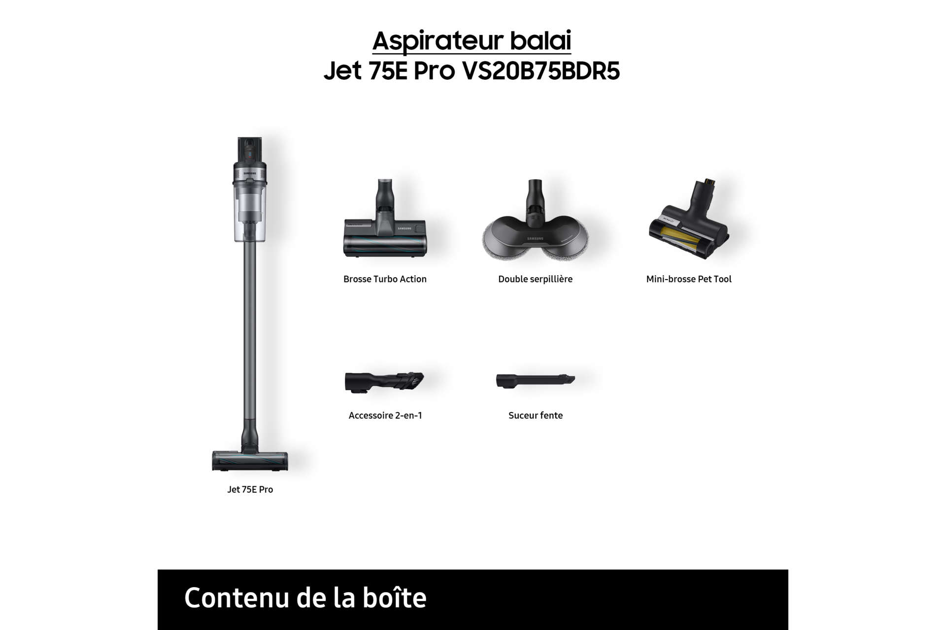 Jet 75E Pro Aspirateur balai 3 brosses Silver 200 AW Silver