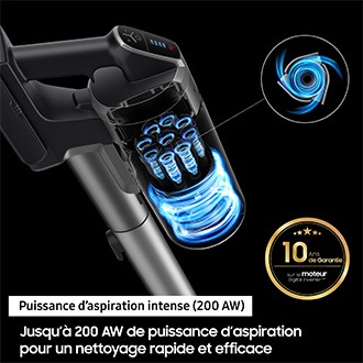 Jet 75E Pro Aspirateur balai 3 brosses Silver 200 AW Silver