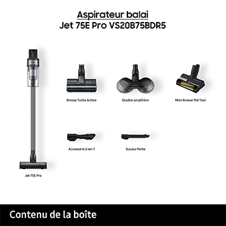 Jet 75E Pro Aspirateur balai 3 brosses Silver 200 AW Silver
