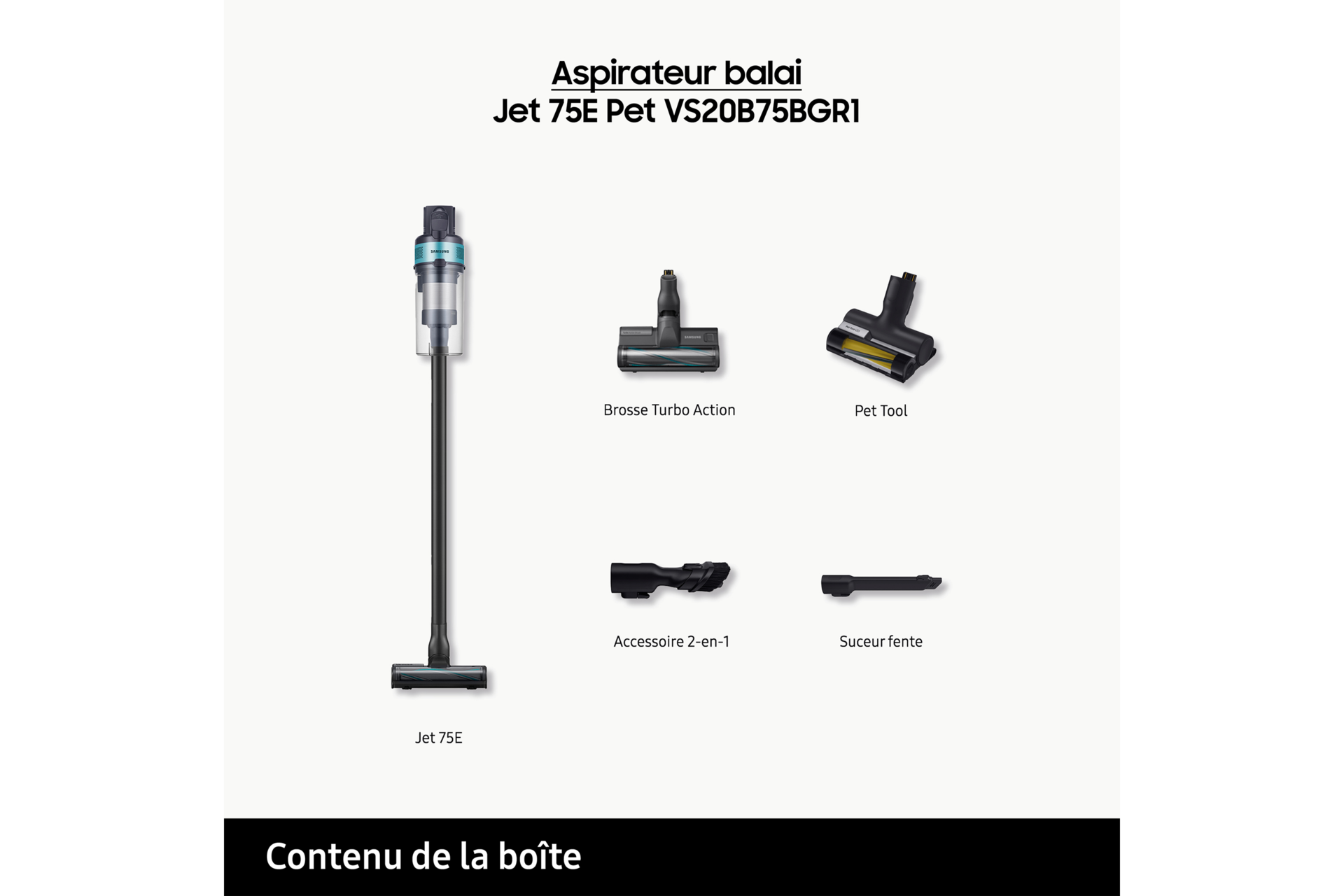 Jet 75E Pet Aspirateur balai 2 brosses Menthe 200 AW Mint