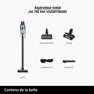 Jet 75E Pet Aspirateur balai 2 brosses Menthe 200 AW Mint