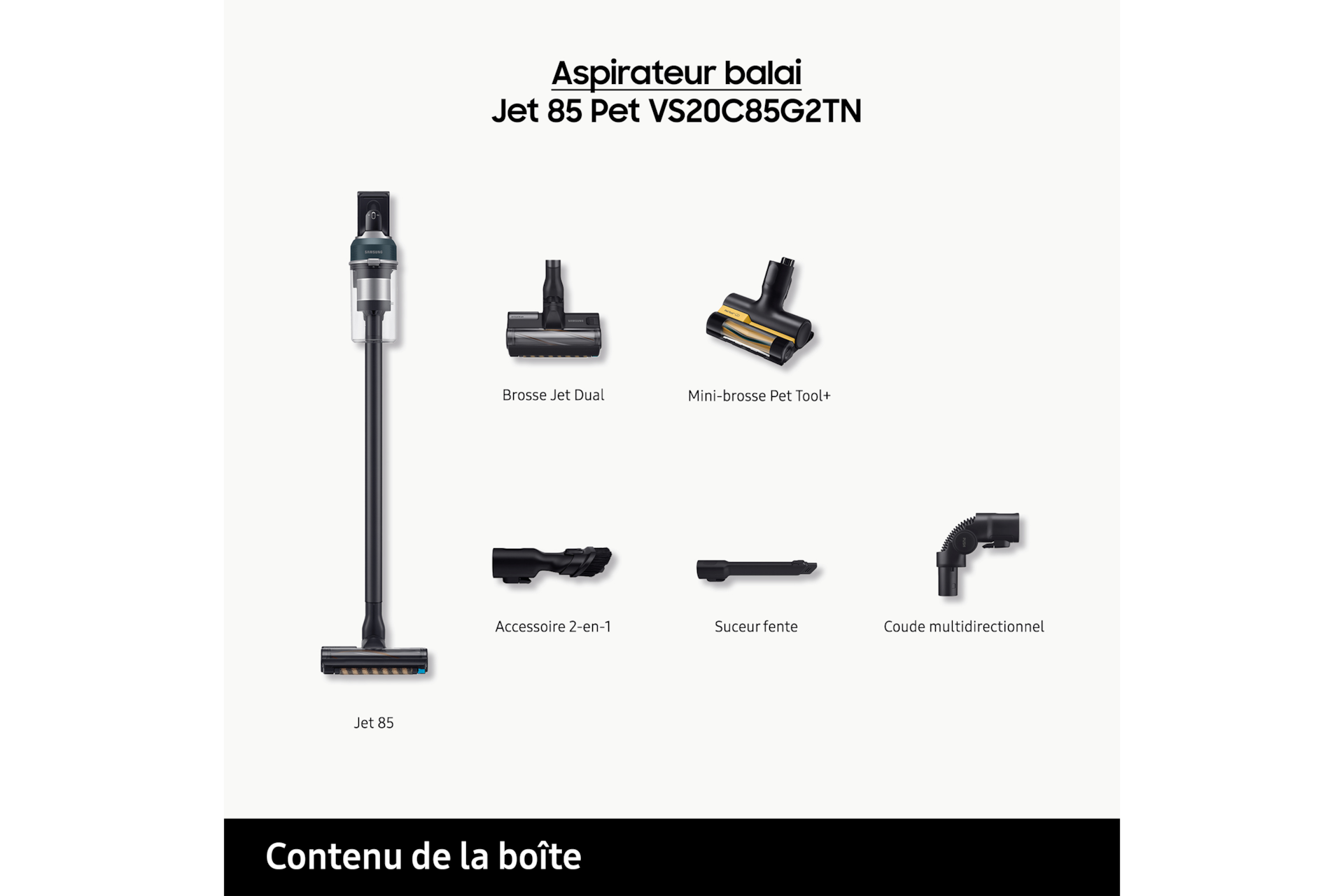 Jet 85 Pet Aspirateur balai 2 brosses Vert 210 AW Vert