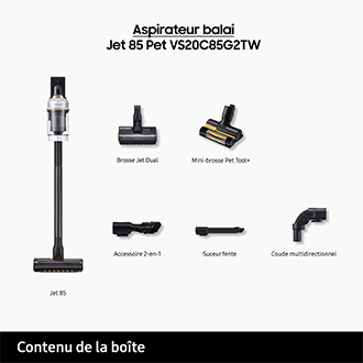 Jet 85 Pet Aspirateur balai 2 brosses Blanc 210 AW Blanc