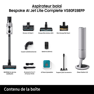 Bespoke AI Jet Lite Complete Aspirateur balai 3 brosses Clean Station Gris 280 AW Gris