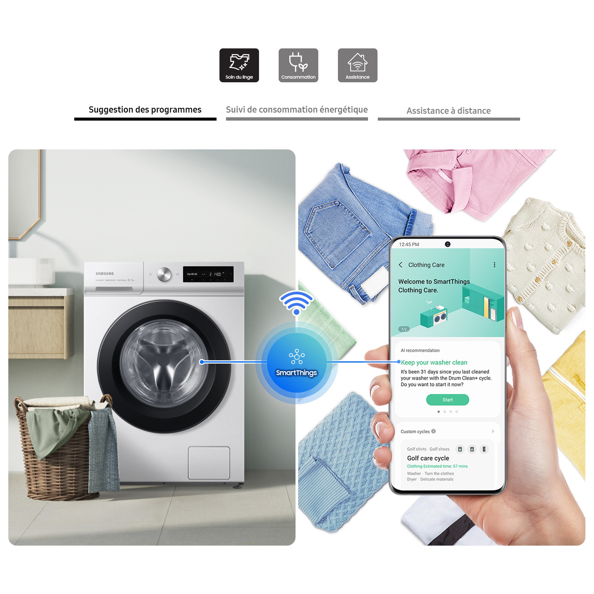 WW11BB534DAWS3 SmartThings : Contrôlez votre lave-linge à distance
