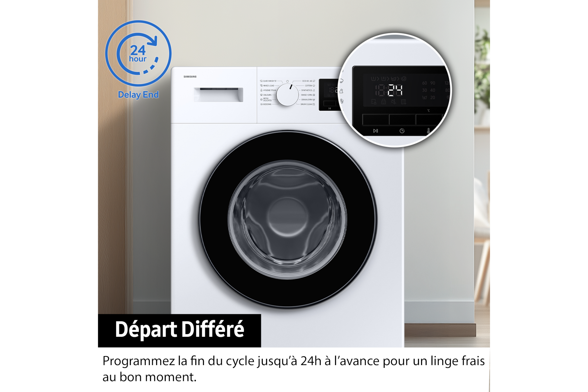 Lave-linge Nettoyage Vapeur 8kg Blanc