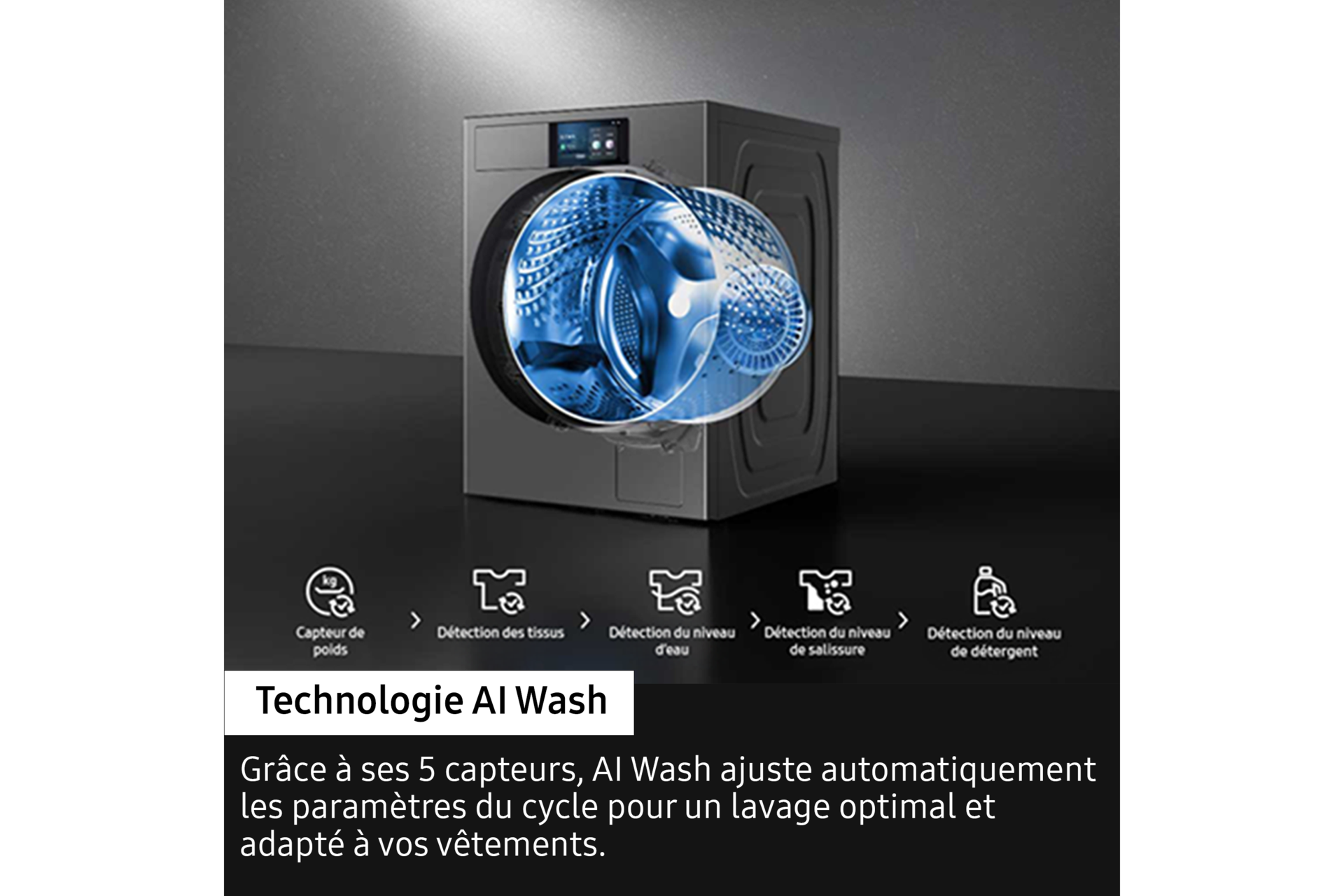 Lave-linge Ecobubble 9kg Noir
