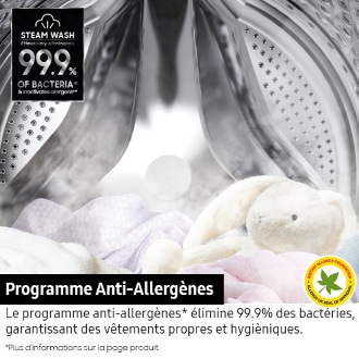 Lave-linge Nettoyage Vapeur 9kg Blanc