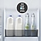 Two bottles of milk and two bottles of water are stuck in the RB7300 Big Door Bin. There is Up to 4 Pints icon.