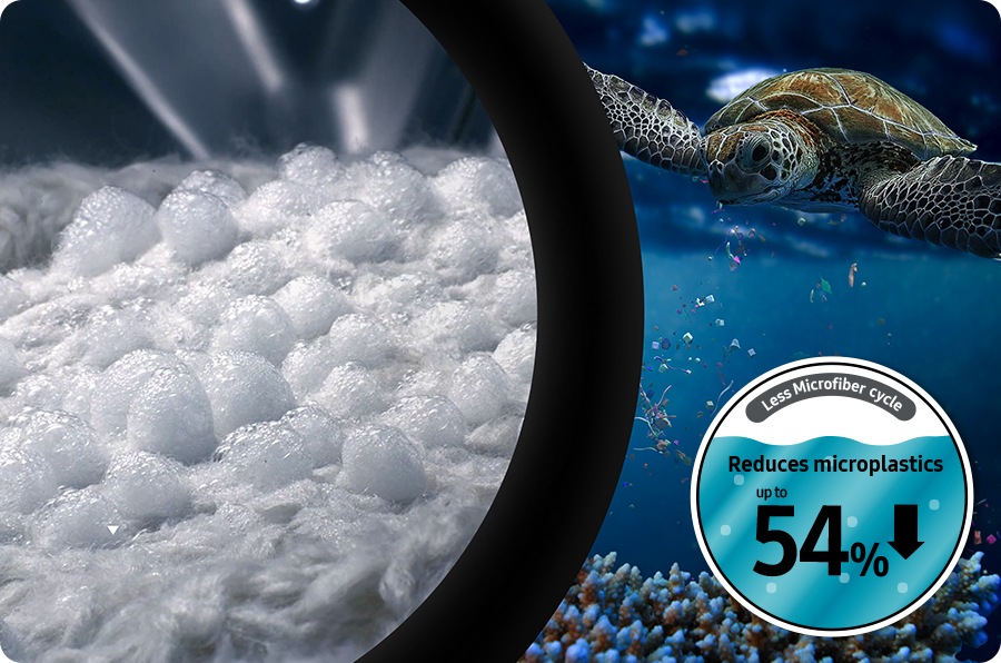 The ‘Less Microfiber cycle' course reduces microplastics up to 54%. This is to prevent ocean pollution.