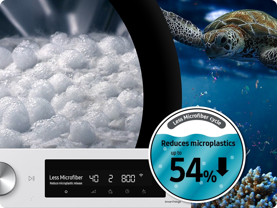 The ‘Less Microfiber cycle' course reduces microplastics up to 54%. This is to prevent ocean pollution.