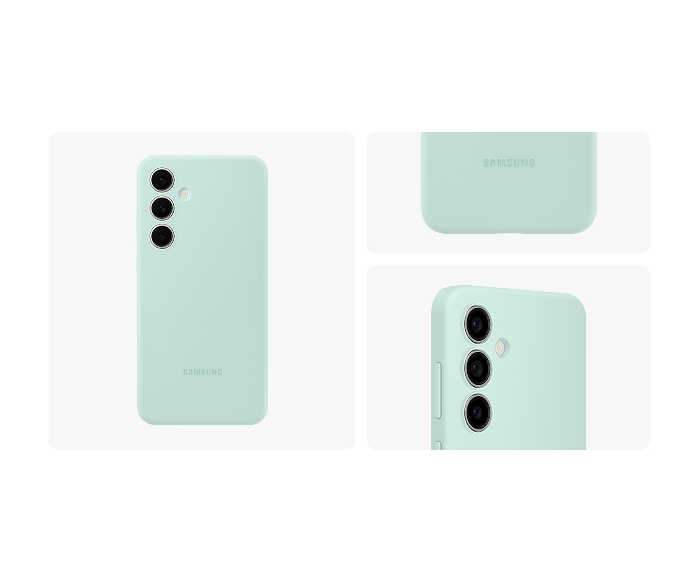 The backone Case is shown with detailed zoom-ins of the edges next to it. The text reads UL VALIDATED SILICONE CASE (EF-PS721) CONTAINS A MINIMUM OF 34% POST-CONSUMER RECYCLED CONTENT, CONSISTING OF 50% PO side of a mint SilicST-CONSUMER RECYCLED CONTENT IN THE PLASTIC OF EF-PS721. UL.COM/ECV