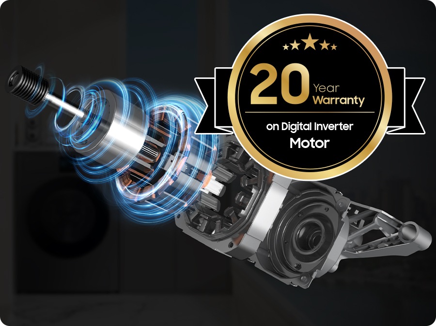 The washing machine motor has a 20-year warranty on Digital Inverter Motor.