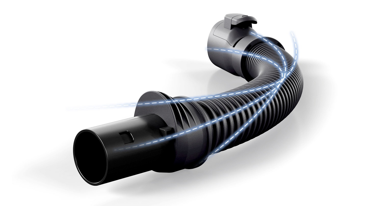 Clean hard-to-reach areas of your home, like on top of a fridge or under furniture, easily. The Extension Hose can bend up to get into places that are high up or at an obscure angle, without losing suction power.