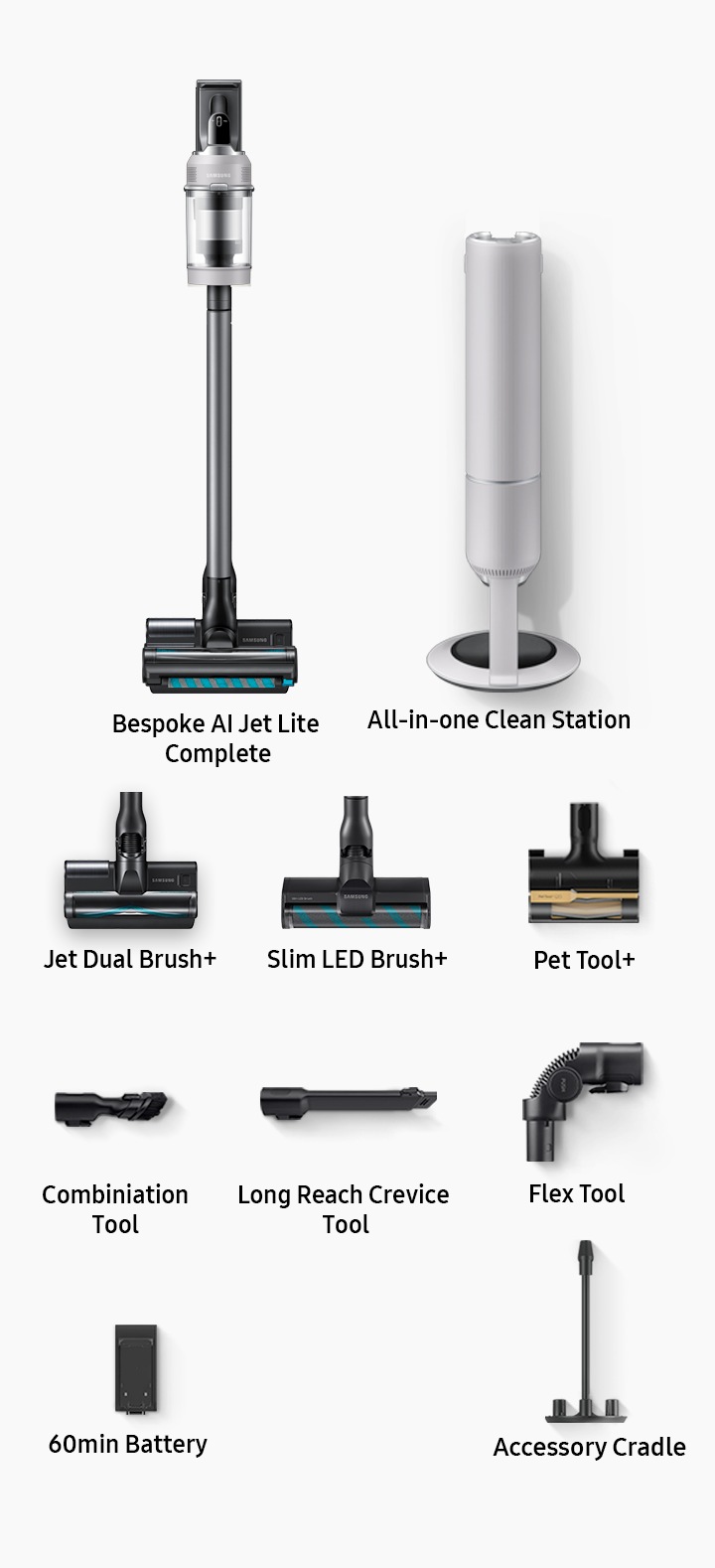 Bespoke AI Jet™ Lite 設計品味系列旋風吸塵機- 岩礫灰| 三星電子香港